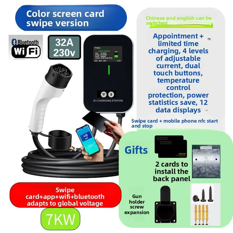Pila de carga Bluetooth WiFi + APP 7KW11KW22KW CA con pistola EV para coche eléctrico