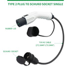 Adaptador de enchufe tipo 2 a Schuko 16A 3.5kw, enchufe macho Mennekes EC62196-2 a enchufe de la UE para patinetes eléctricos y bicicletas eléctricas