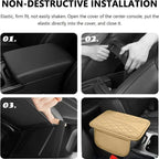 Almohadilla de piel sintética para reposabrazos de coche con bolsa de almacenamiento lateral para Omoda Jaecoo